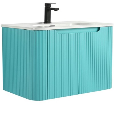 Caskvalley Modern Bathroom Vanity with Straight Fluted Design - Sink Included