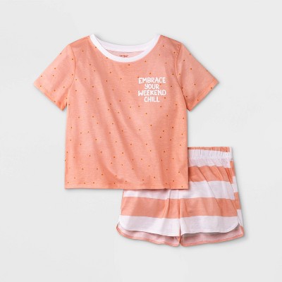 Girls' 2pc Short Sleeve Pajama Set - Cat & Jack™ Orange