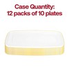 Smarty Had A Party 10.6" x 5" Clear w/ Gold Rim Rectangular Plastic Plates - 120 pcs - 3 of 4