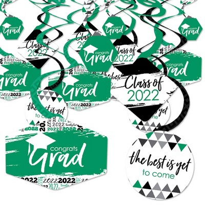 Big Dot of Happiness Green Grad - Best is Yet to Come - 2022 Green Graduation Party Hanging Decor - Party Decoration Swirls - Set of 40