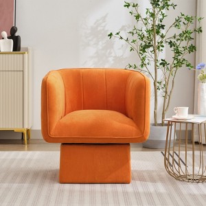 coucheta Accent Chair with Armrest, Velvet Barrel Chair 360 Degree with Curve Back and Soft Cushion, Comfy Round Armchair Reading Chair Single Sofa - 1 of 4