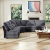 5-Seater L-Shaped Sectional Sofa, Sofa with Curved Corner and 7 Pillows, Upholstered Corduroy Sofa with Cushion and Wood Frame-Coolbibila - 2 of 4