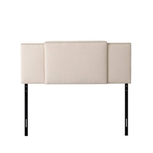 Corliving Full-King Expandable Upholstered Headboard Cream: Upholstered, Adjustable, Metal & Wood Composite - 1 of 4