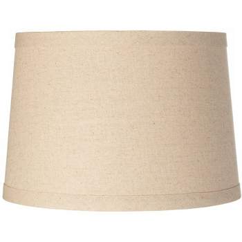 Springcrest Burlap Medium Drum Lamp Shade 14" Top x 16" Bottom x 11" High (Spider) Replacement with Harp and Finial