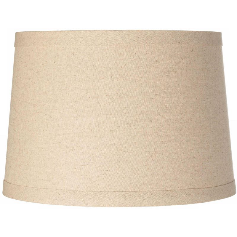 Springcrest Burlap Medium Drum Lamp Shade 14" Top x 16" Bottom x 11" High (Spider) Replacement with Harp and Finial, 1 of 9