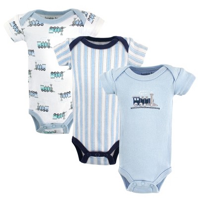 Luvable Friends Baby Boy Cotton Preemie Bodysuits 3pk, Train, Preemie