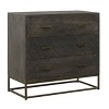 30" 3 Drawer Mango Wood Storage Chest with Tubular Metal Base Gray - The Urban Port: Modern Accent Cabinet, No Doors - 2 of 4