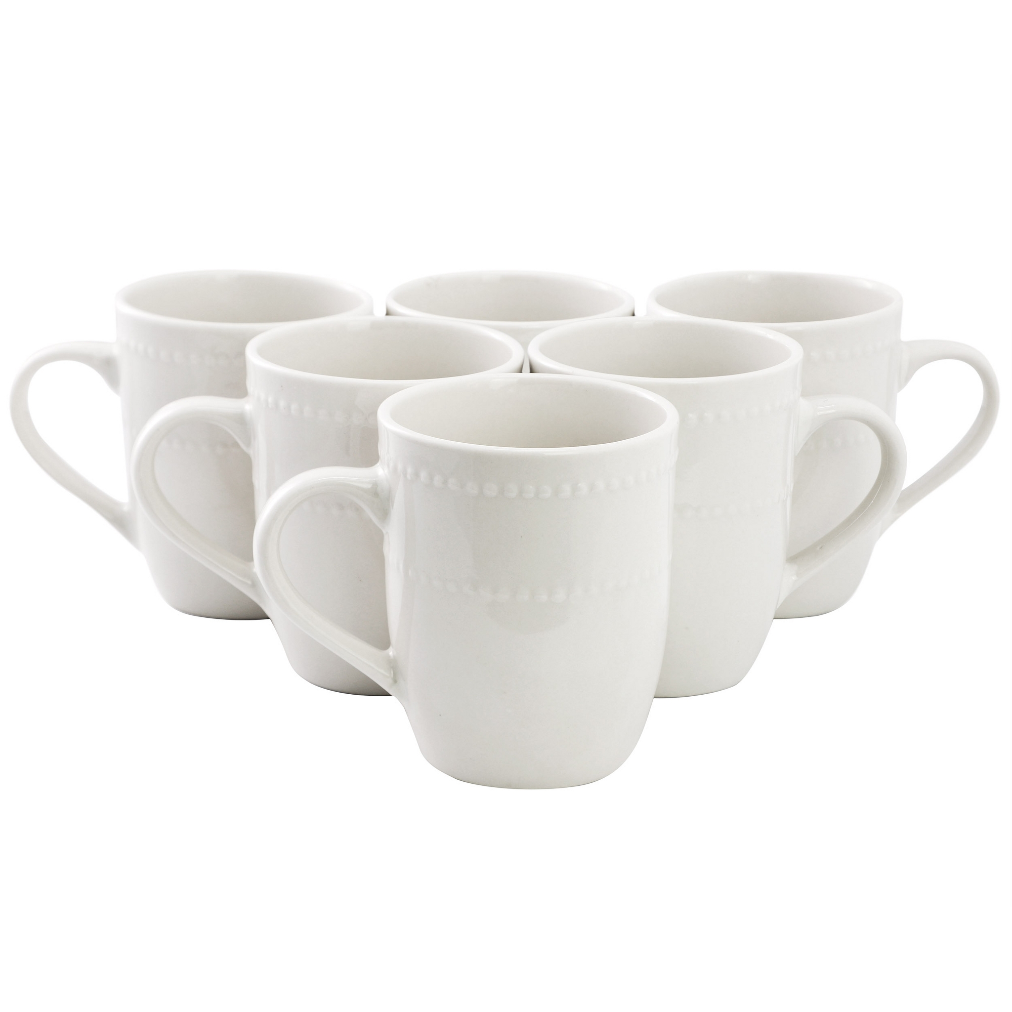 Elama Olevia 6 Piece Stoneware 12 Ounce Mug Set in White, Service for 6