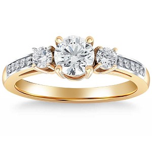 Pompeii3 1 Ct T.W. Round Cut Three Stone Diamond Engagement Ring Lab Created Gold - 1 of 4