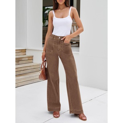 Imily Bela Womens Wide Leg Jeans High Waisted Stretchy Baggy Loose Denim Casual Pants with Pockets
