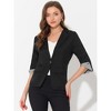 Allegra K Women's Notched Lapel Collar 3/4 Sleeve Button Front Work Formal Blazer - 2 of 4
