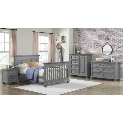 Dusk Gray Solid Wood 4-in-1 Convertible Crib