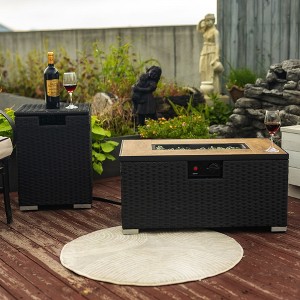 Moda Furnishings 32" Propane Gas Fire Pit Table with Propane Tank Cover 2-Pieces, Rectangular Steel Fire Pit - 1 of 4