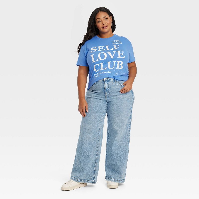 Women's Self Love Club Short Sleeve Graphic T-Shirt - Blue, 3 of 6