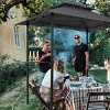 1pc Outdoor Grill Shelter with Double-Tier Polyester Canopy and Steel Frame Includes Bar Counters and Hooks No Furniture Included - Coolbibila - 3 of 4
