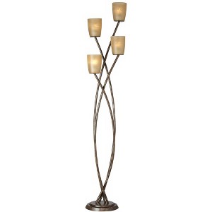 Kathy Ireland Metro Plaza Modern Glam 69" Tall Standing Floor Lamp Tree 4-Light Foot Switch Brown Metal Copper Bronze Finish Living Room Bedroom House - 1 of 4