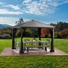 GDFStudio Warrin Outdoor 10' x 10' Aluminum Hardtop Gazebo with Netting - 2 of 4