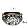 Slickblue Women’s Stackable Ring Set, IP Dark Brown with Rectangular CZ & Matching Band, Stainless Steel, 5–10 - 2 of 4