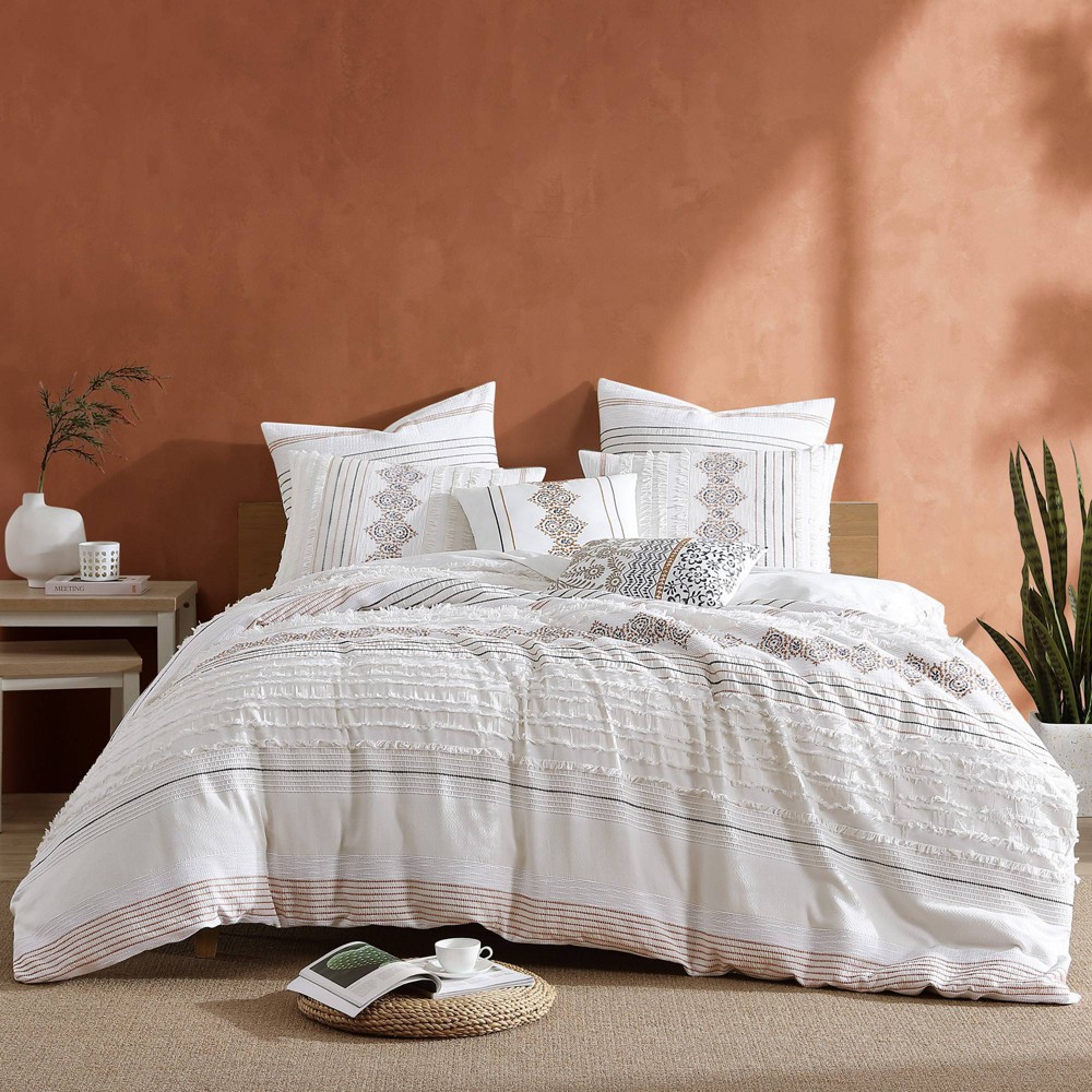 Riverbrook Home 5pc King Andrew Comforter Bedding Set Ivory: Jacquard Polyester, Midweight, Machine Washable