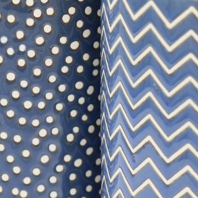 Blue Ceramic 19 Ounce Assorted Design Mug Set