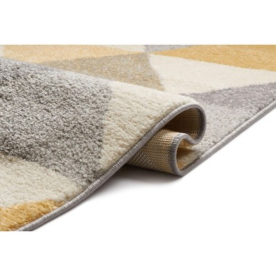 Gold and Ivory Geometric Triangle Area Rug, 2' x 3'