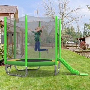 ORRD 7FT Kids Trampoline with Safety Enclosure Net, Slide & Ladder, Hexagon Outdoor Recreational Trampoline, Easy Assembly - 1 of 4