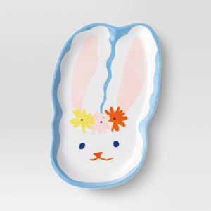 6.4" Melamine Figural Bunny with Floral Dinner Plate - Room Essentials™ - 1 of 3