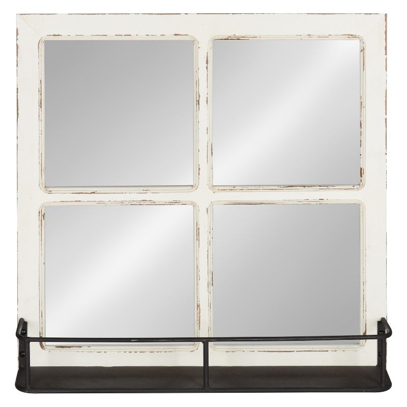 20&#34; x 20&#34; Jackson Wood Windowpane Mirror with Metal Shelf White - Kate and Laurel, 3 of 8