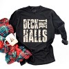 Deck the Halls Block Distressed - Women's Garment Dyed Long Sleeve Graphic T-Shirt - 2 of 4