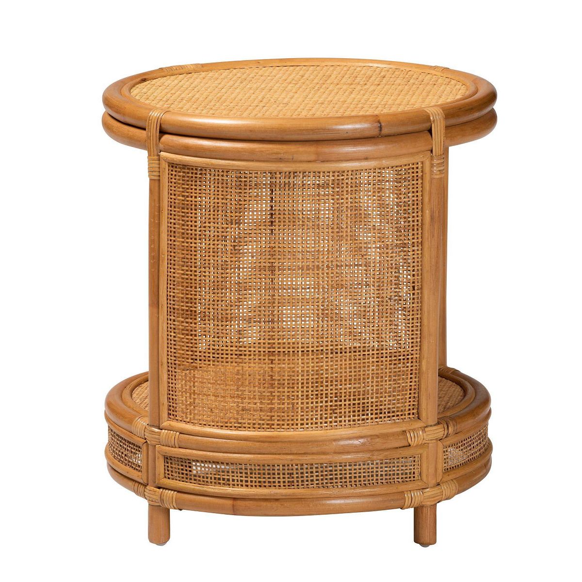 bali & pari Louis Rattan End Table Light Honey: No Assembly, Round Wicker Side - thumbnail 4
