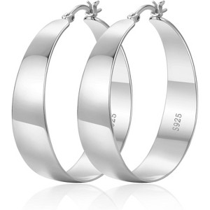 10mm Wide 925 Sterling Silver Hoops Earrings,14K Real Gold Plated Hoop Hypoallergenic Lightweight - 1 of 4