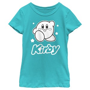 Girl's Nintendo Kirby Black and White Portrait T-Shirt - 1 of 4