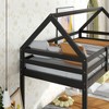 Whisen Twin over Twin Rubber Wood House-Shaped Floor Bunk Bed with ladder and Safety Guardrails - 4 of 4