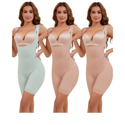 INSPIRE CHIC 3 Pcs Women's Butt Lifter Thigh Slimmers Tummy Control Bust Back Support Body Shapers