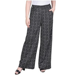 NY Collection Womens Geometric Wide Leg Relaxed Casual Pants - 1 of 1