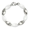 Black Bow Jewelry 9.5mm Stainless Steel & White Ceramic Twisted Link Bracelet, 7.75 Inch - 3 of 4