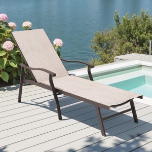 Crestlive Products Outdoor Recliner All Weather Aluminum Adjustable Chaise Lounge Chair with Arms - 1 of 4