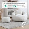 ORRD Pumpkin Shape Bean Bag Chair with Ottoman, Plush Chenille Reading Chair & Lounge Sofa with Pillow for Adults, Living Room, Bedroom，Beige - 4 of 4