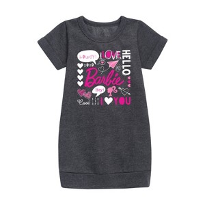 - Barbie - Valentine's Collage Graphic Short Sleeve Fleece Dress - 1 of 3
