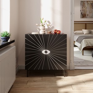 31.5" Modern Eye Pattern Accent Cabinet with Adjustable Shelves,Artistic 2-Door Storage Sideboard for Living Room Entryway-Baofuwish - 1 of 4