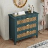 KTMBDW Dresser with 3 Drawers, Rattan Storage Cabinet with Metal Handles for Bedroom, Hallway, Entryway, Closets - 2 of 4