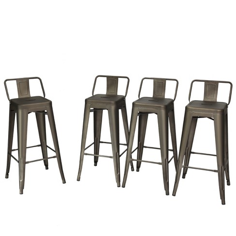 Metal bar stools with online backs set of 4