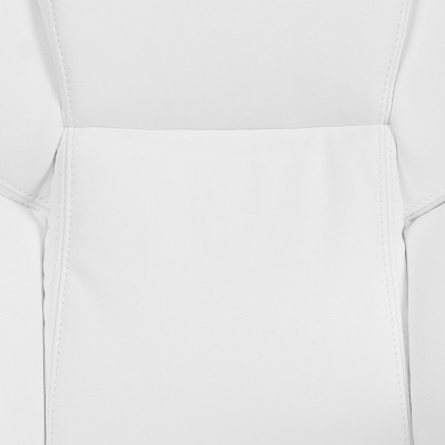 Elegant White LeatherSoft Mid-Back Swivel Office Chair with Padded Arms