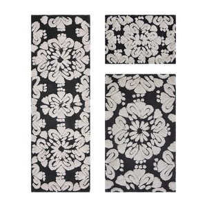Medallion Collection 3 Piece 100% Cotton Tufted Bathroom Rug Set  with Non-Slip Backing, Machine Washable, Tumble Dry Bath Mat - 1 of 4
