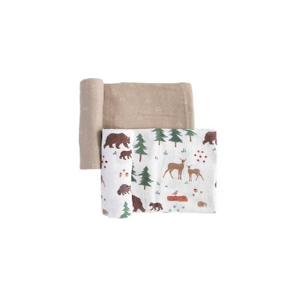 Red Rover Organic Cotton Muslin Swaddle Blanket - Bear Buddies Set - 2pk