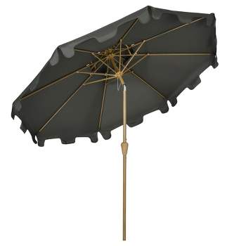 Outsunny 8.8' Patio Umbrella with Push Button Tilt and Crank Outdoor Market Table Umbrella, Gray