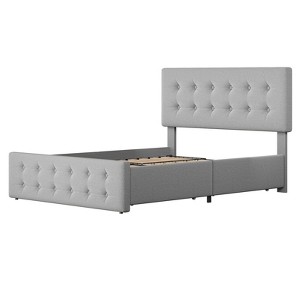 COZONY Velvet Upholstered Platform Bed with 4 Drawers, Button Tufted Headboard Wooden Slats No Box Spring - 1 of 4