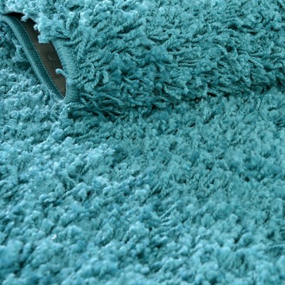 Reversible Blue Synthetic Shag Rug 4' x 6'