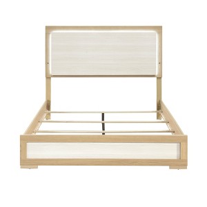 APRILSOUL Contemporary Natural and White Finish Bed Wooden Bedroom Furniture - 1 of 4