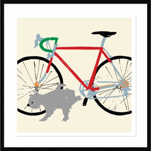 33" x 33" A Bike for The Boys Dog by Jenny Frean Wood Framed Wall Art Print - Amanti Art - 1 of 4